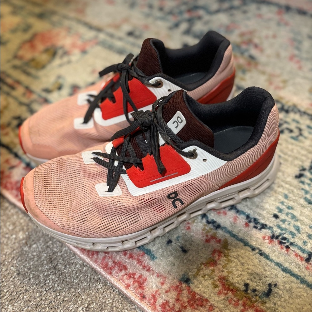 Women’s On Running Red and Pink Athletic Sneakers